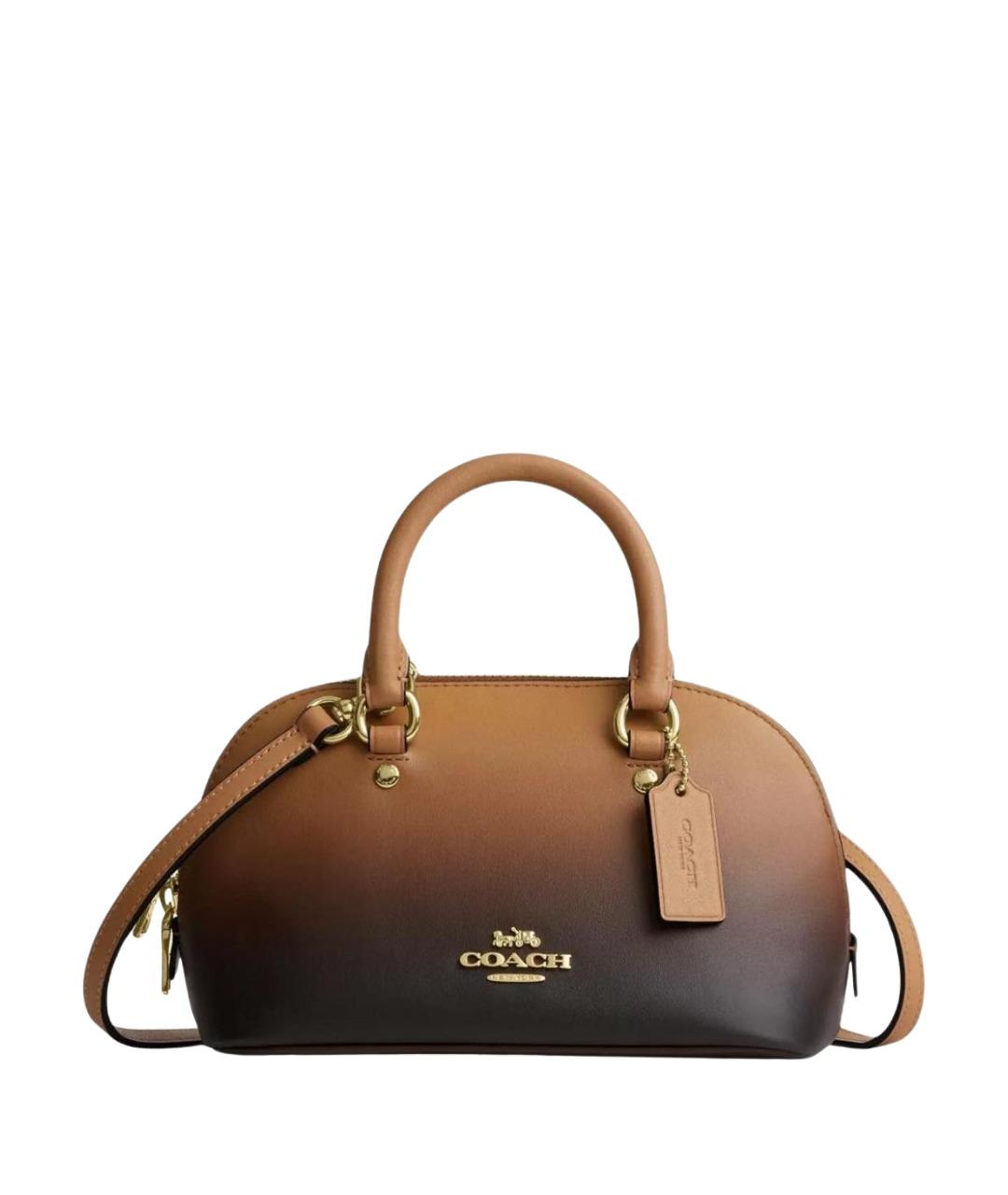 COACH Коричневая кожаная сумка через плечо, фото 1