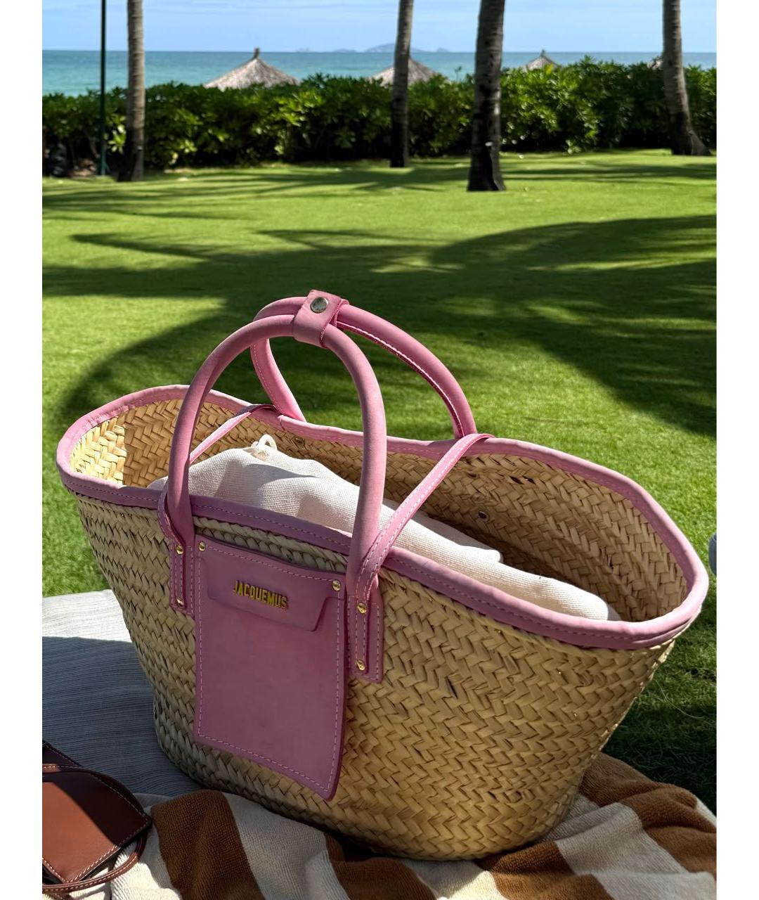 JACQUEMUS Розовая пляжная сумка, фото 8