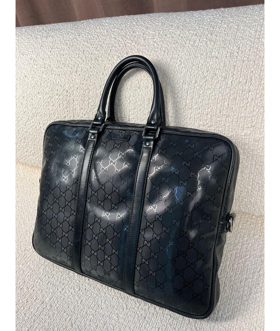 GUCCI Черный синтетический портфель, фото 5