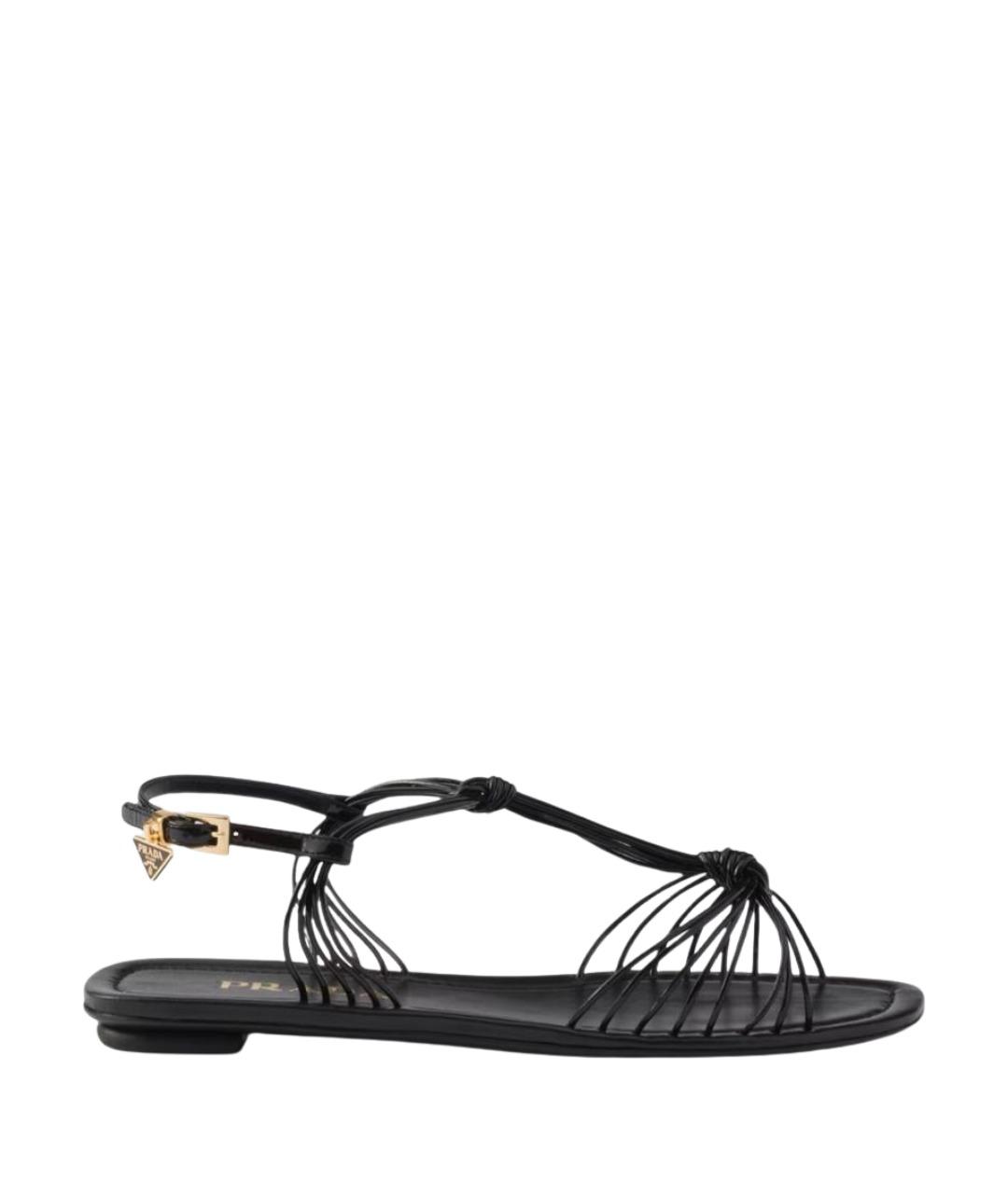 PRADA Черные кожаные сандалии, фото 1