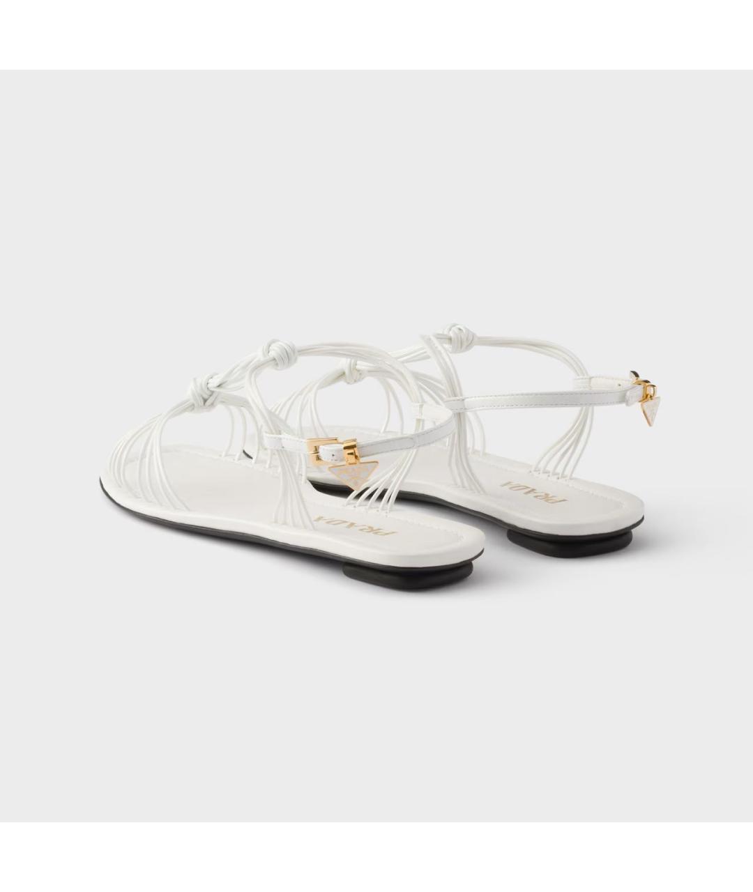PRADA Белые кожаные сандалии, фото 4