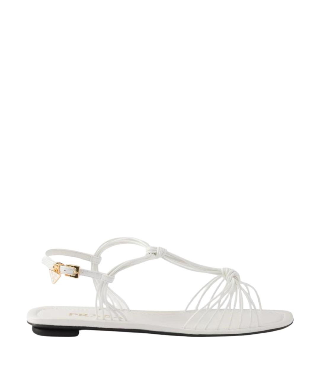 PRADA Белые кожаные сандалии, фото 1