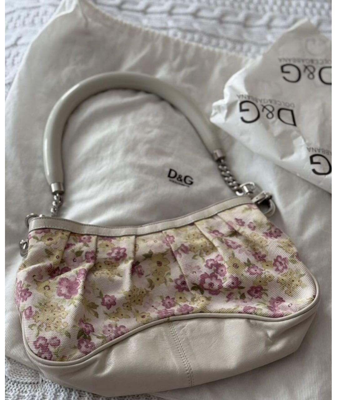 DOLCE&GABBANA Белая кожаная сумка через плечо, фото 2