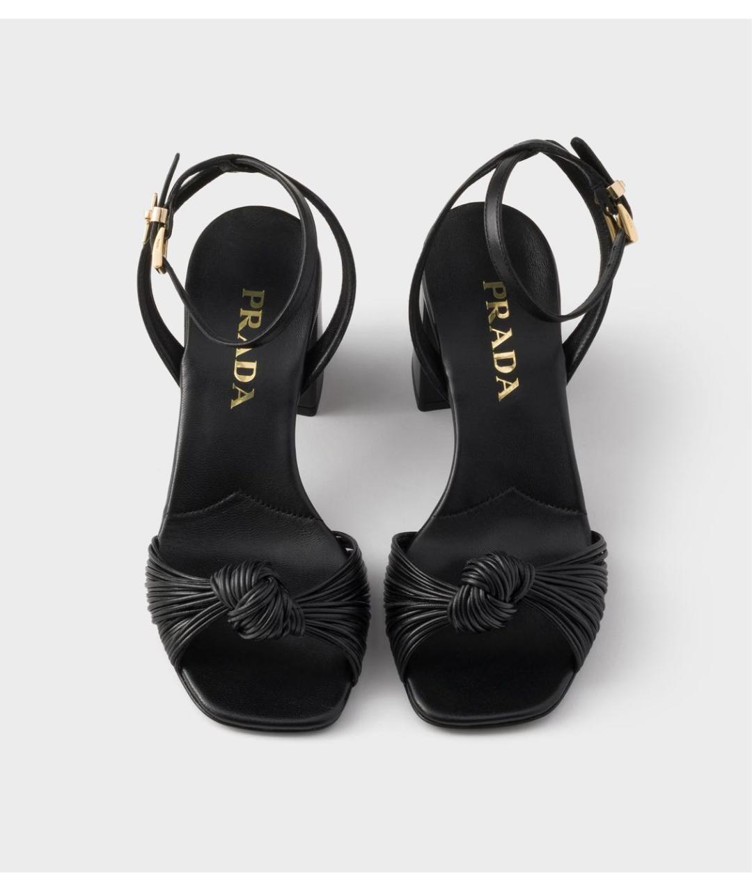 PRADA Черные кожаные босоножки, фото 3