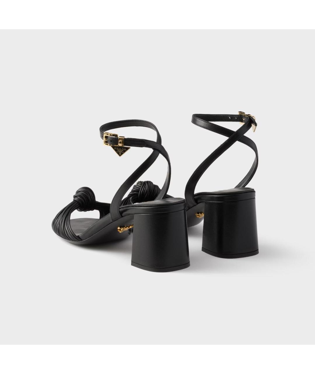 PRADA Черные кожаные босоножки, фото 4