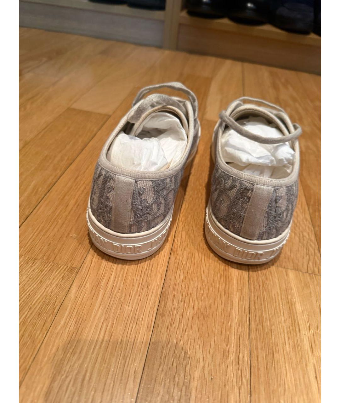 CHRISTIAN DIOR Бежевые текстильные кеды, фото 3