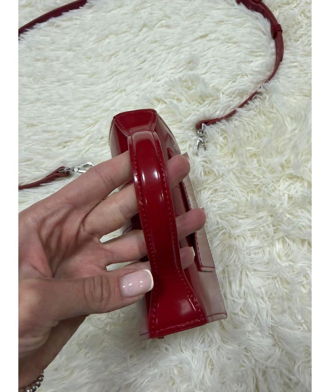JACQUEMUS Красная кожаная сумка через плечо, фото 4