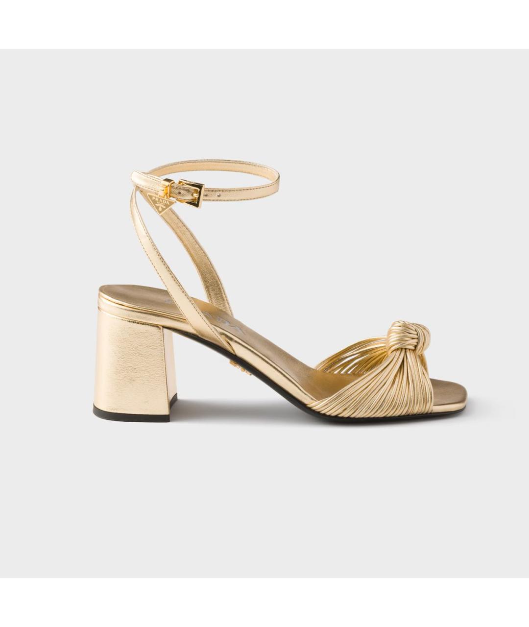 PRADA Золотые кожаные босоножки, фото 5