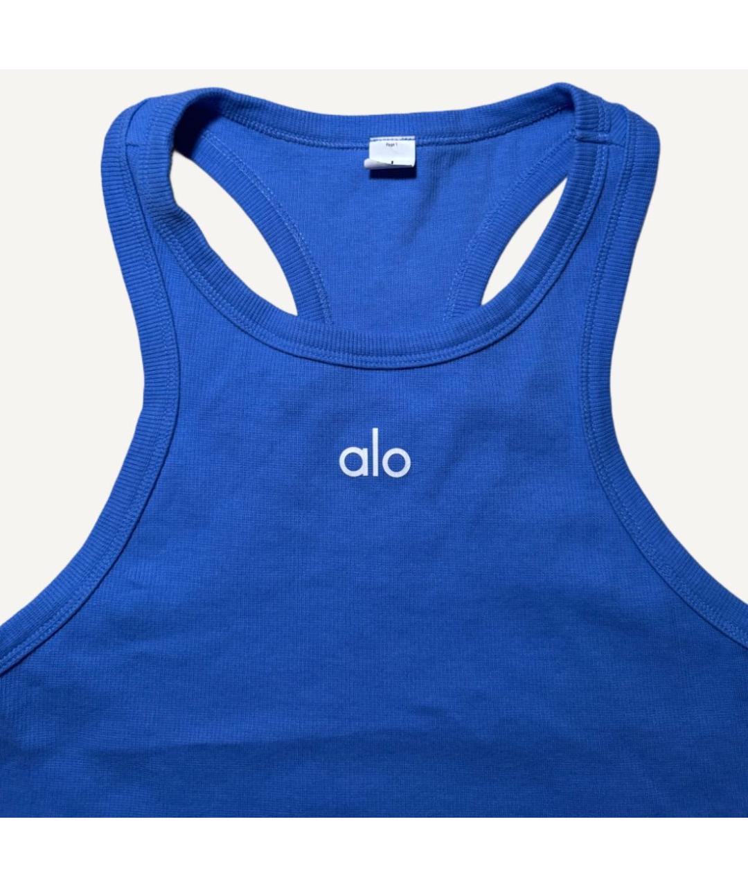 ALO YOGA Голубая хлопковая майка, фото 3