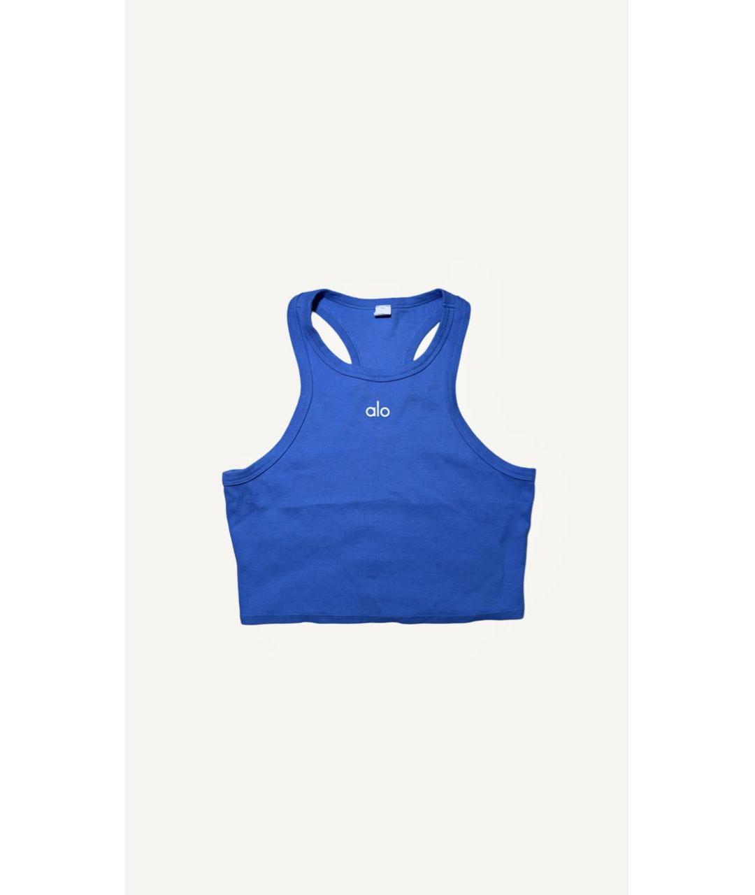 ALO YOGA Голубая хлопковая майка, фото 5
