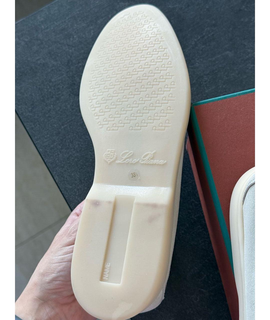 LORO PIANA Бежевые замшевые лоферы, фото 8