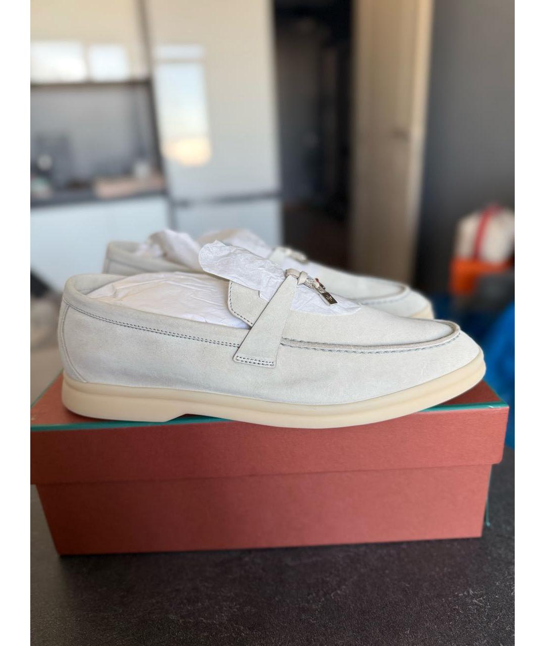 LORO PIANA Бежевые замшевые лоферы, фото 9