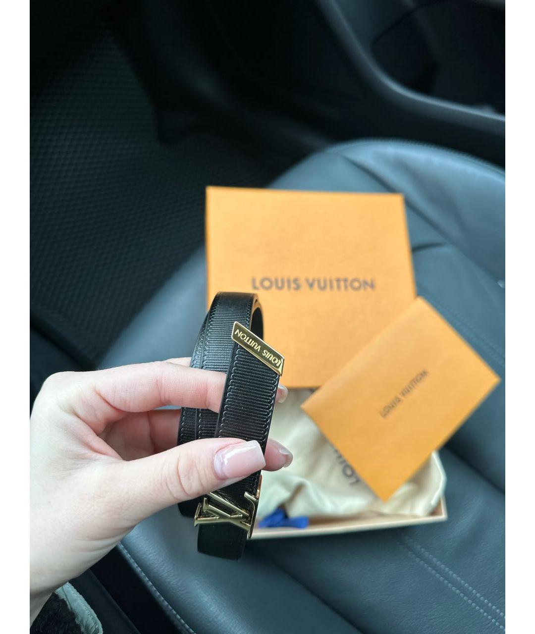 LOUIS VUITTON Черный кожаный ремень, фото 2