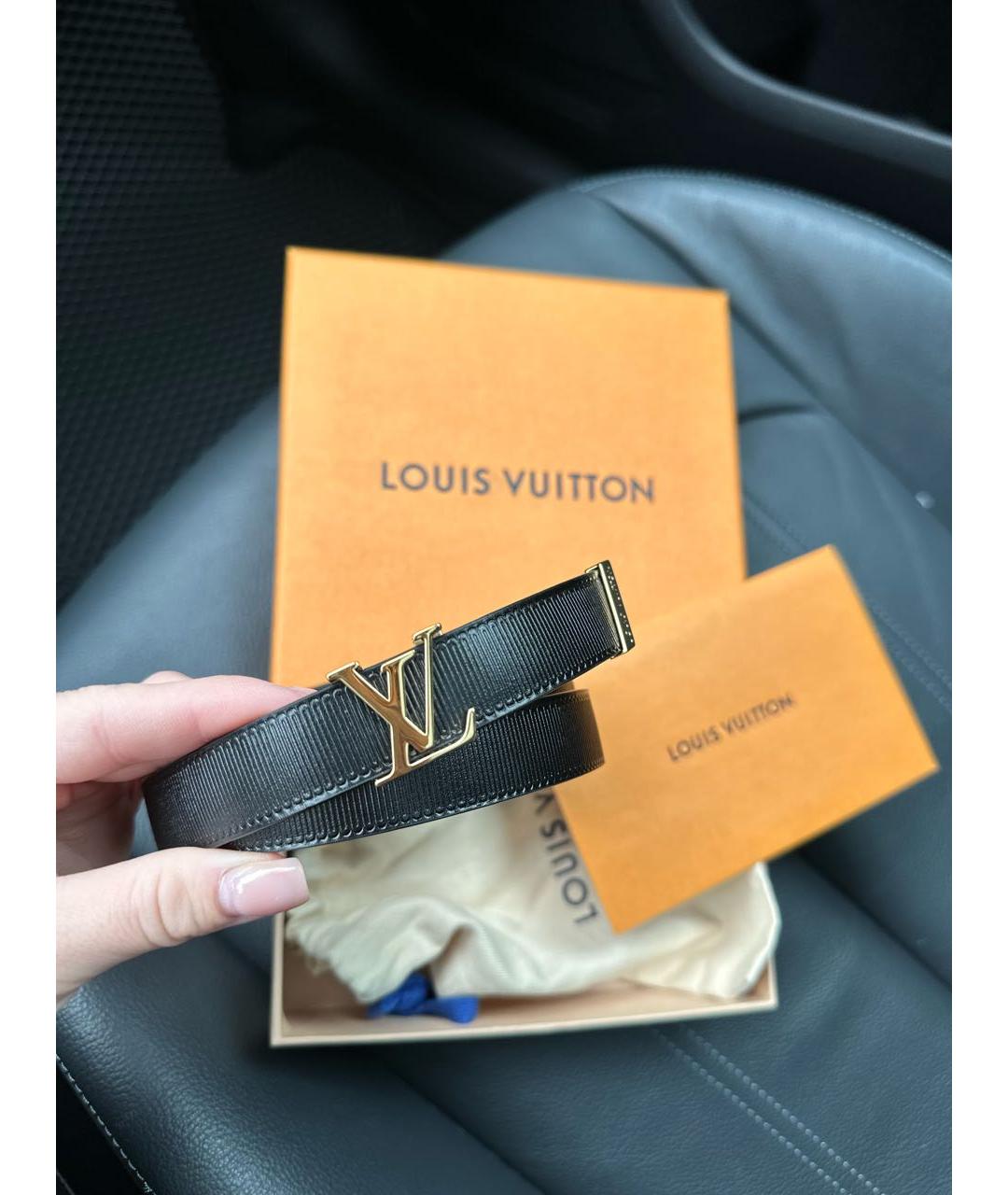 LOUIS VUITTON Черный кожаный ремень, фото 4
