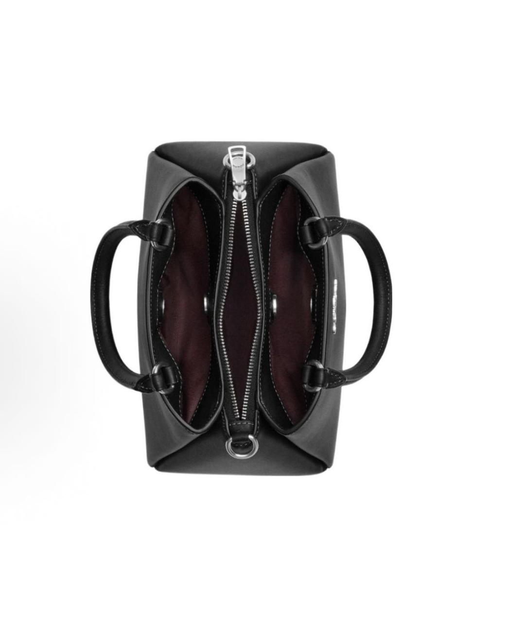 COACH Черная кожаная сумка с короткими ручками, фото 3