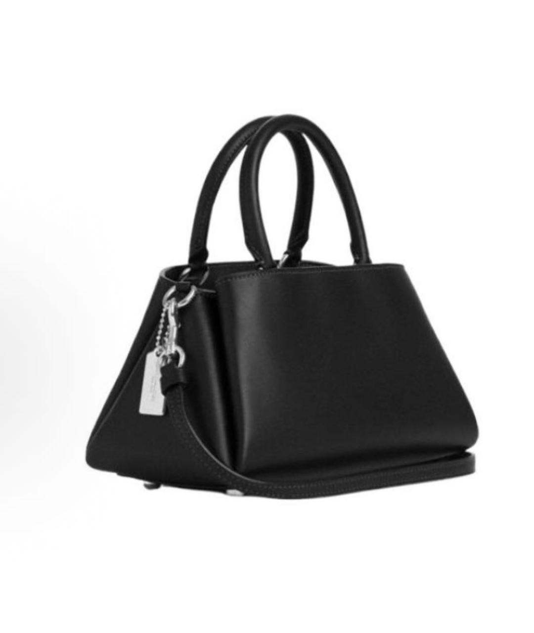 COACH Черная кожаная сумка с короткими ручками, фото 2