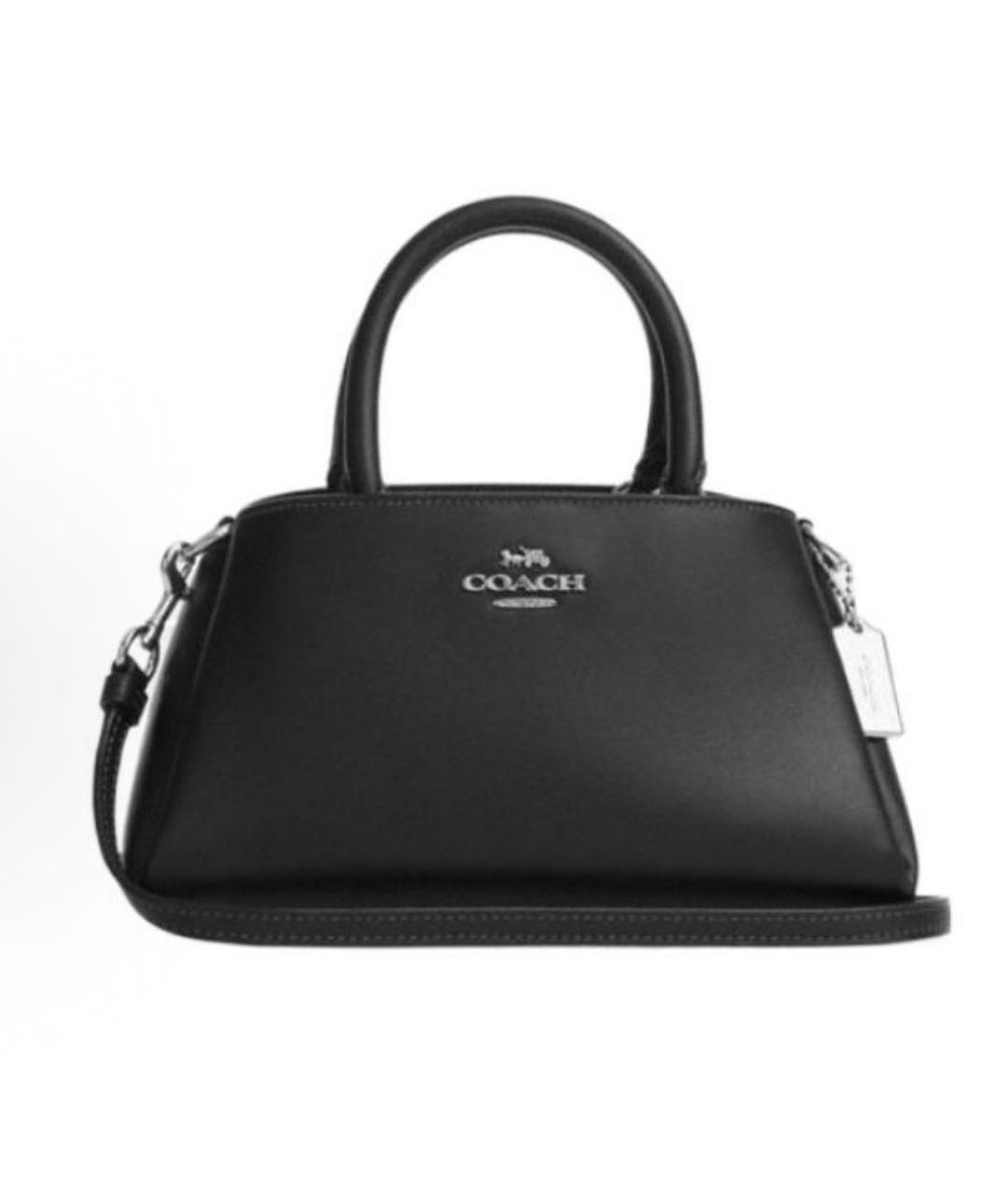 COACH Черная кожаная сумка с короткими ручками, фото 8