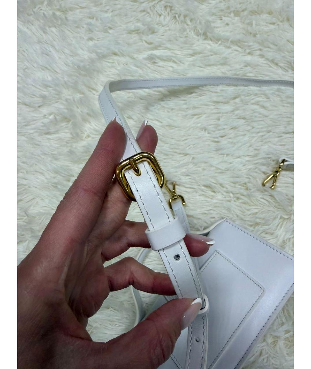 JACQUEMUS Белая кожаная сумка через плечо, фото 2
