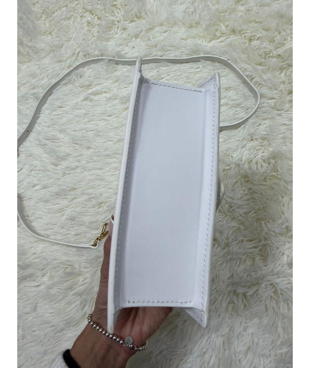 JACQUEMUS Белая кожаная сумка через плечо, фото 4