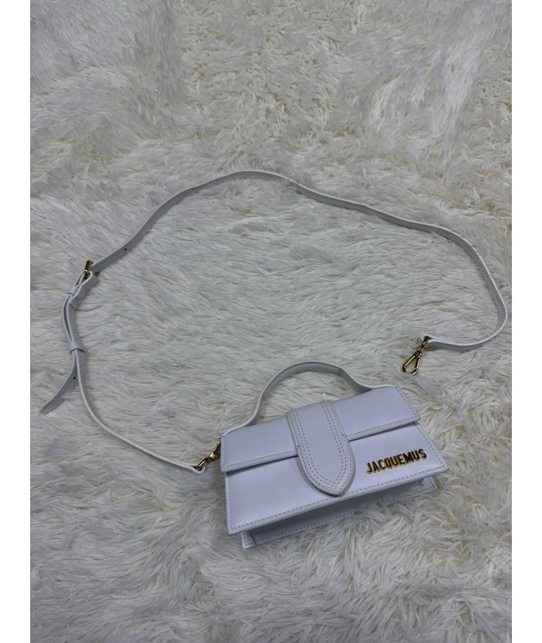 JACQUEMUS Белая кожаная сумка через плечо, фото 5