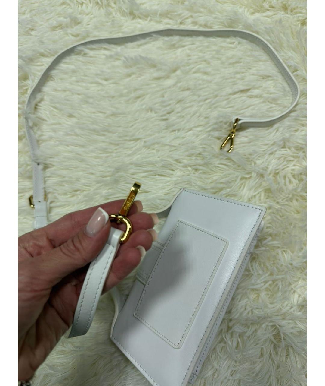 JACQUEMUS Белая кожаная сумка через плечо, фото 3