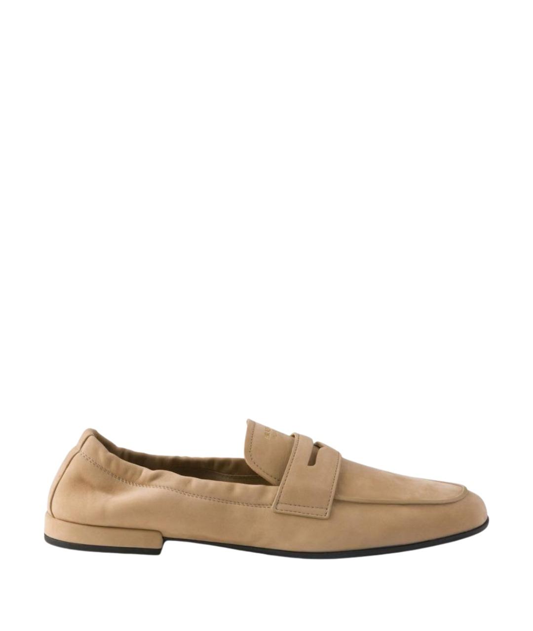 PRADA Бежевые нубуковые лоферы, фото 1