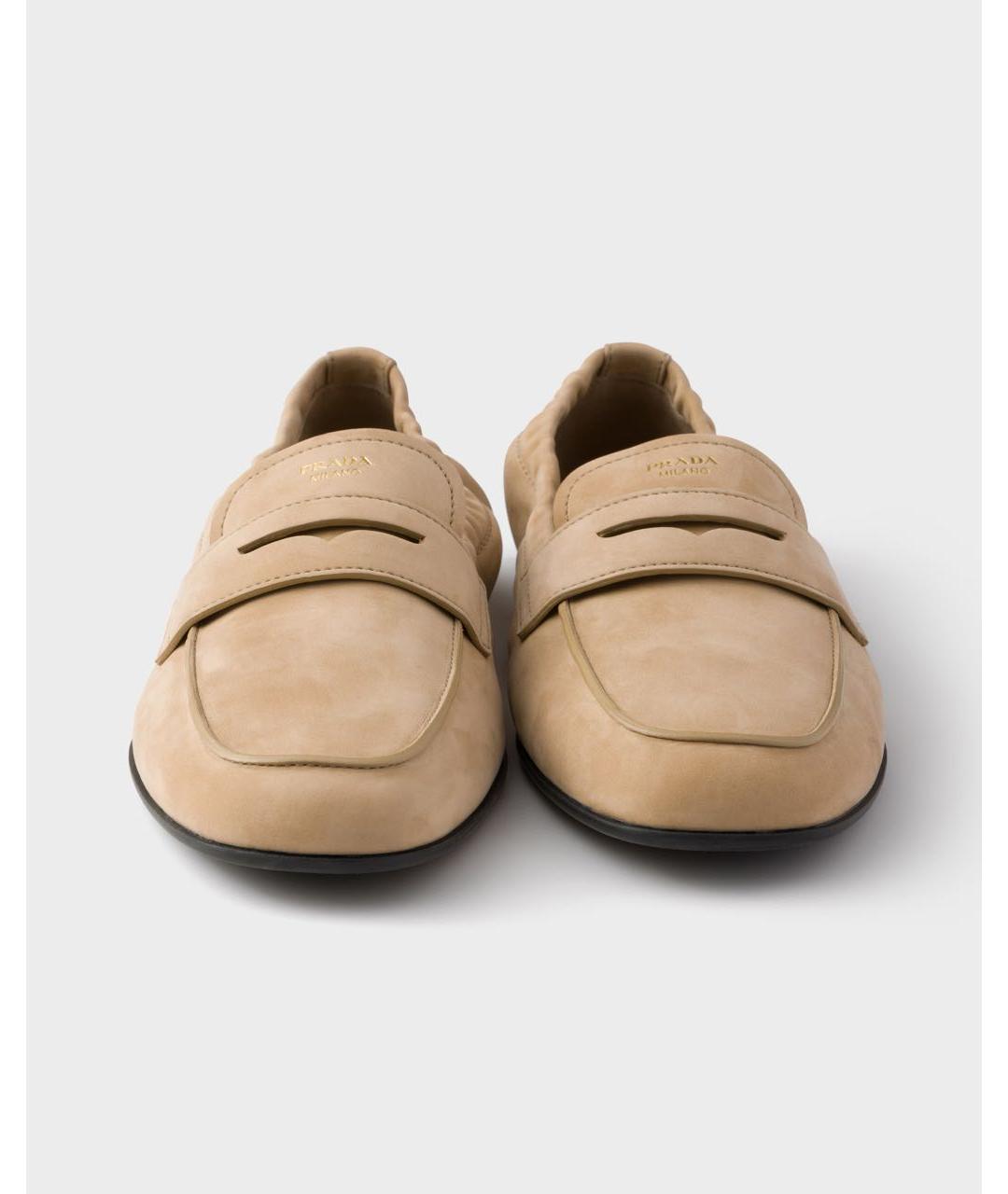 PRADA Бежевые нубуковые лоферы, фото 5