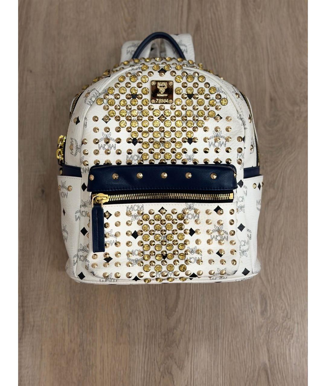 MCM Белый кожаный рюкзак, фото 4