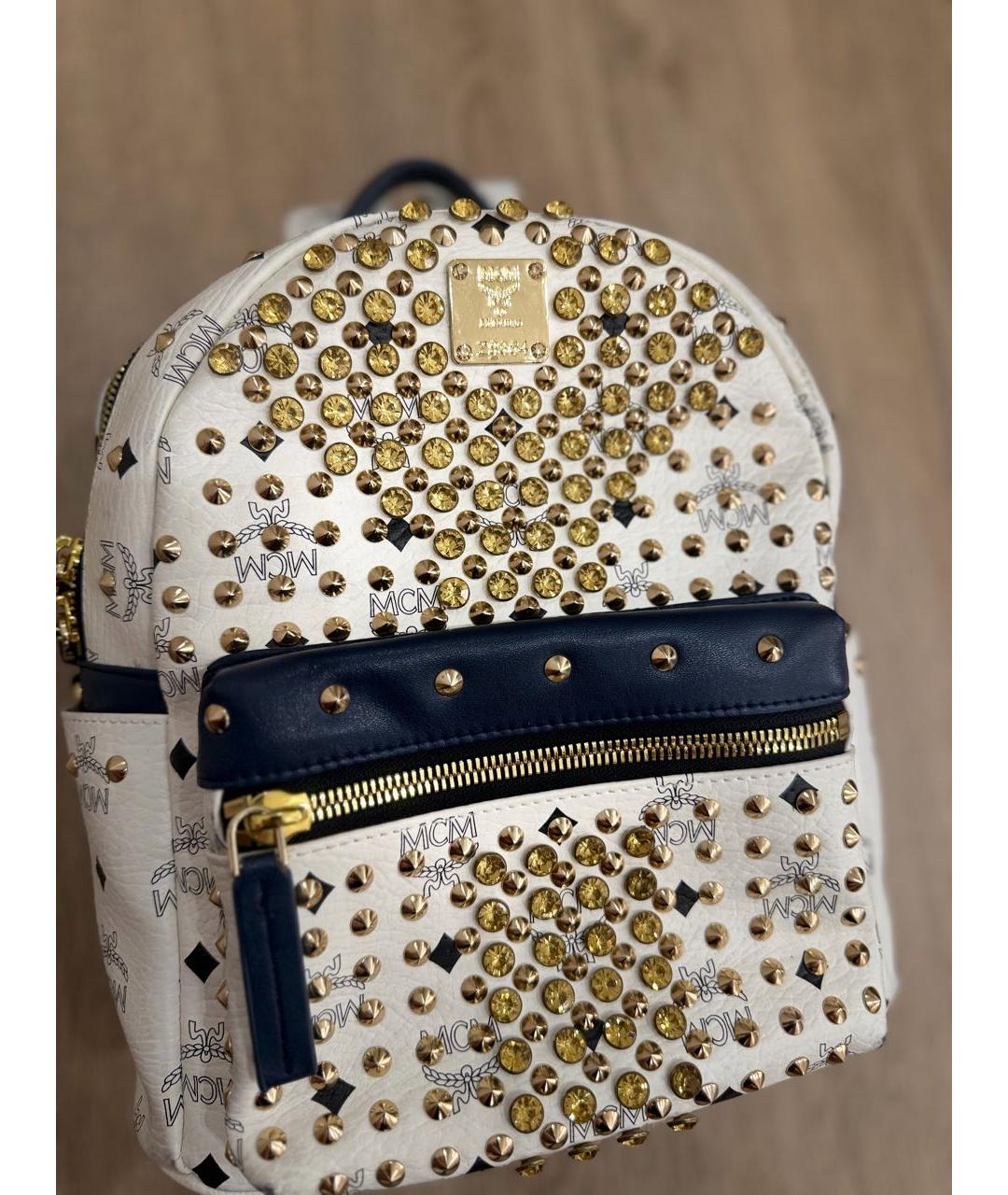 MCM Белый кожаный рюкзак, фото 2