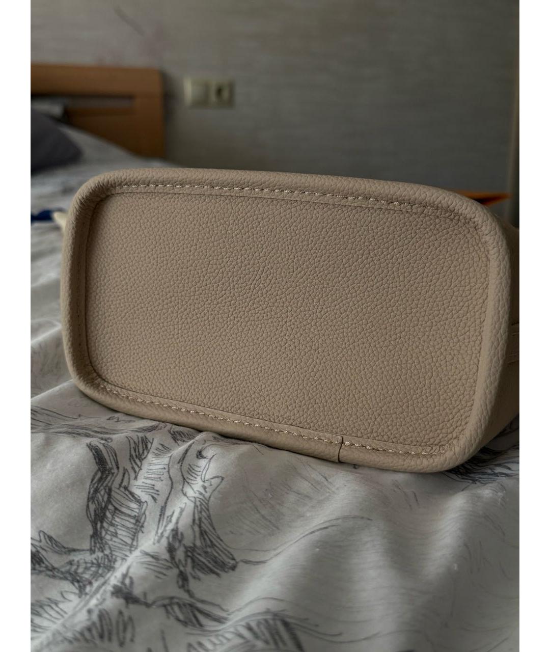 LOUIS VUITTON Бежевая кожаная сумка тоут, фото 7