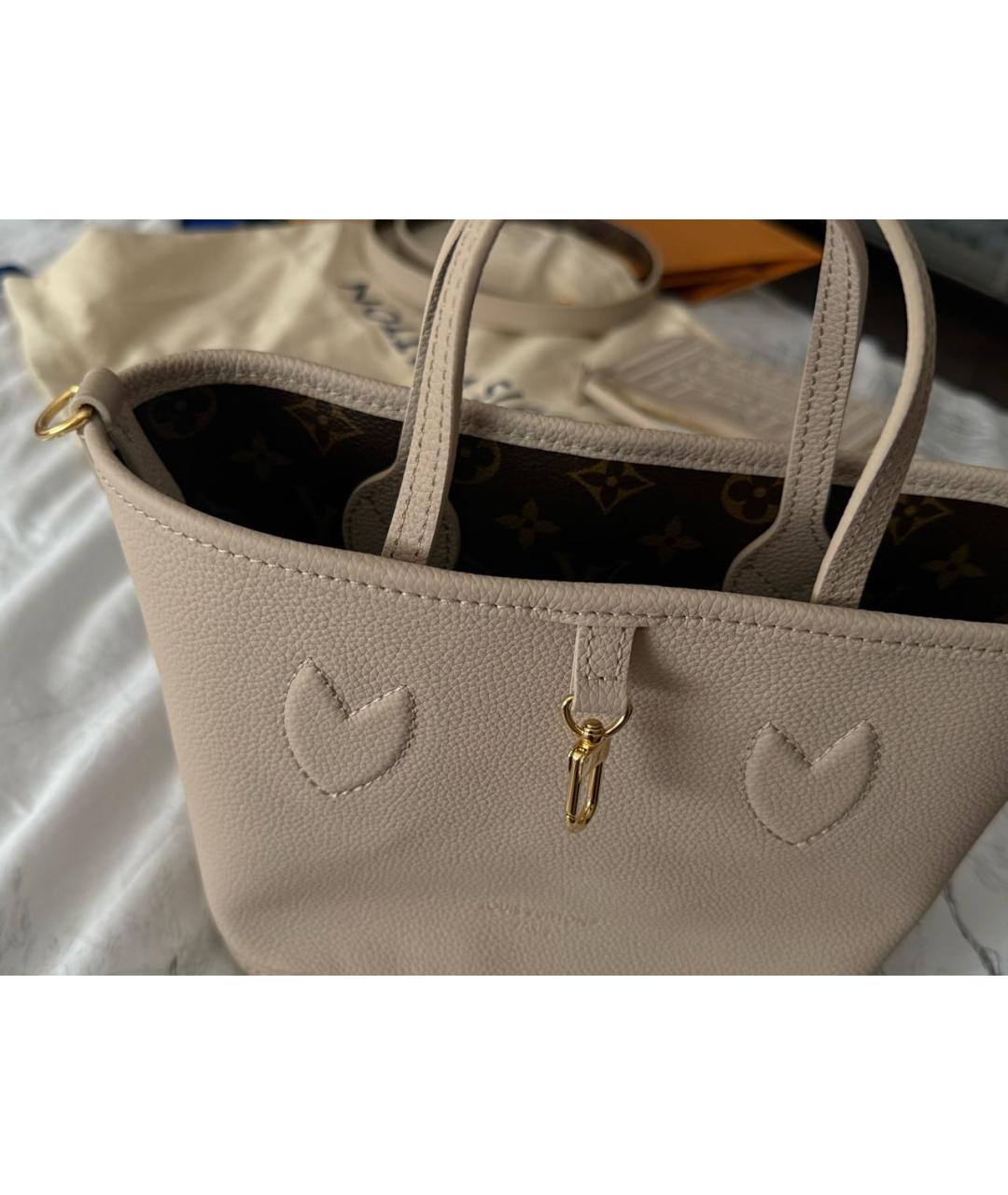 LOUIS VUITTON Бежевая кожаная сумка тоут, фото 5