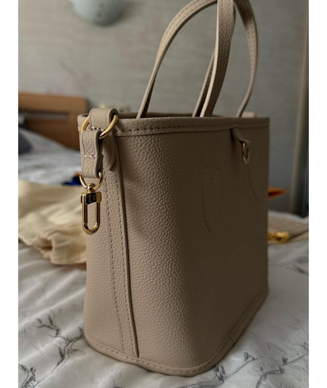 LOUIS VUITTON Бежевая кожаная сумка тоут, фото 3