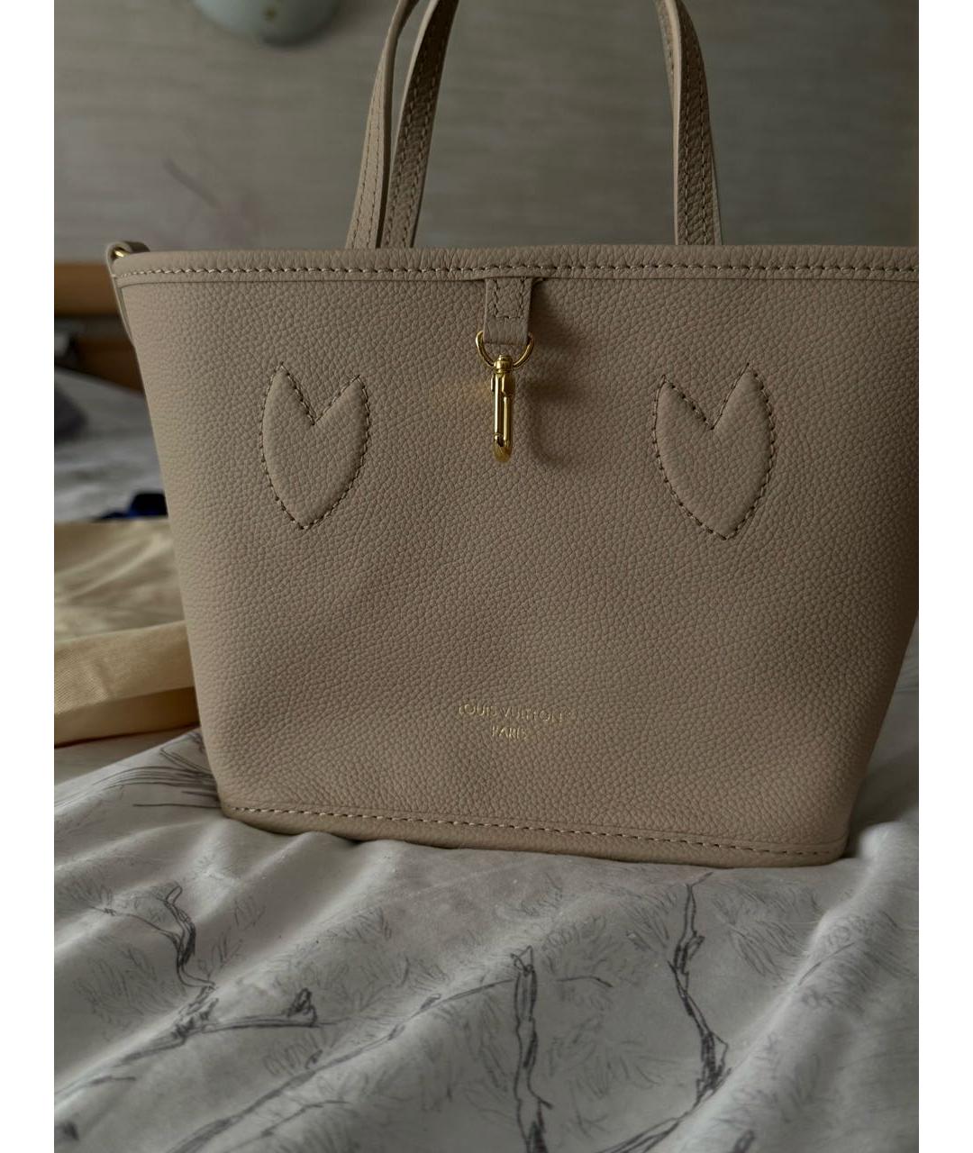 LOUIS VUITTON Бежевая кожаная сумка тоут, фото 2