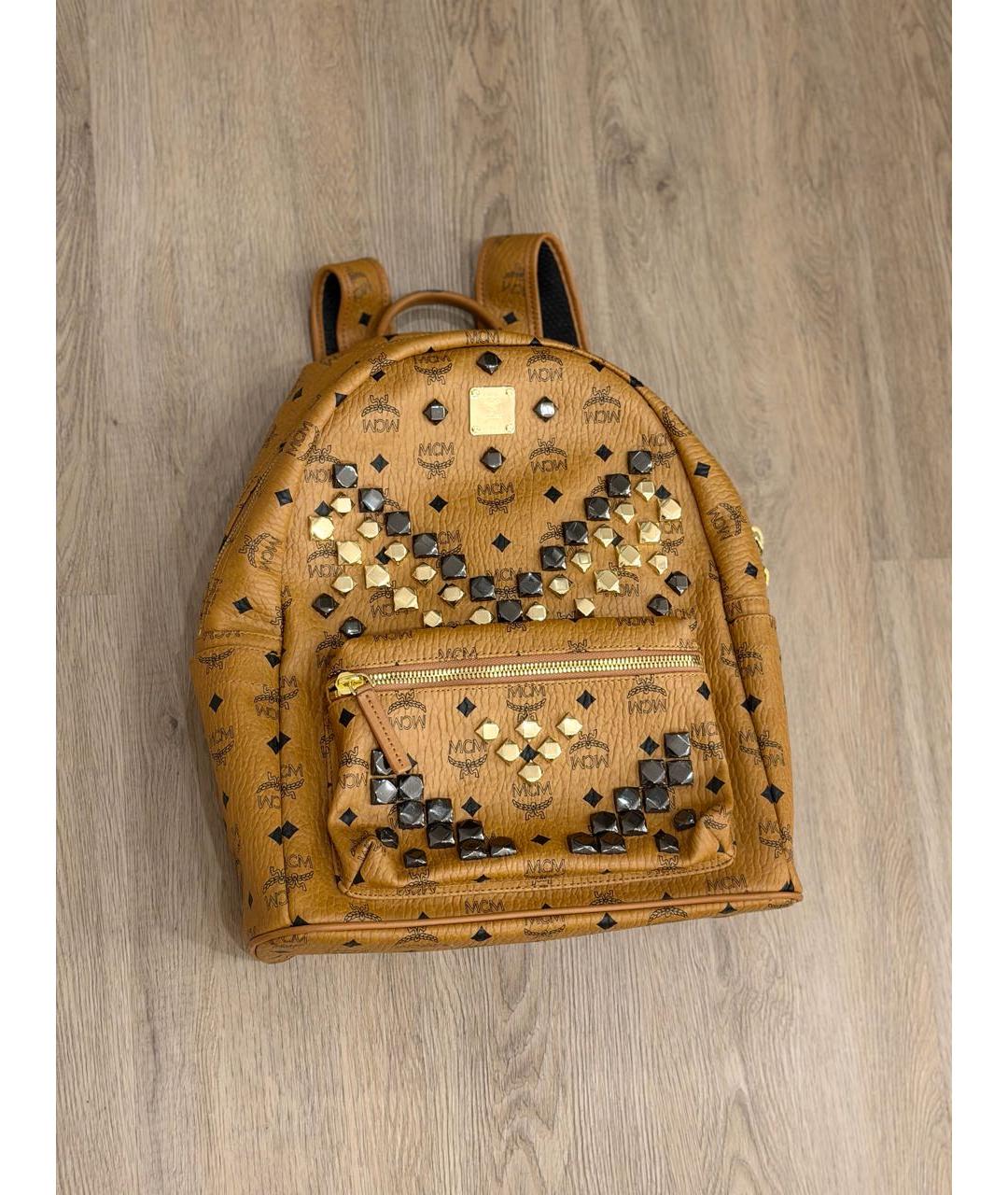 MCM Коричневый кожаный рюкзак, фото 5