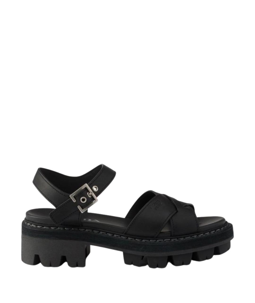 PRADA Черные кожаные сандалии, фото 1