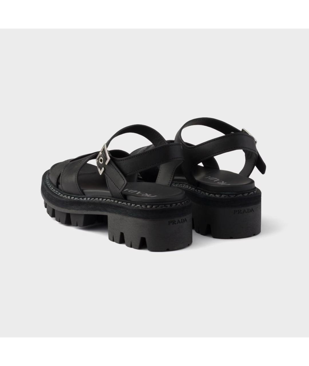 PRADA Черные кожаные сандалии, фото 2