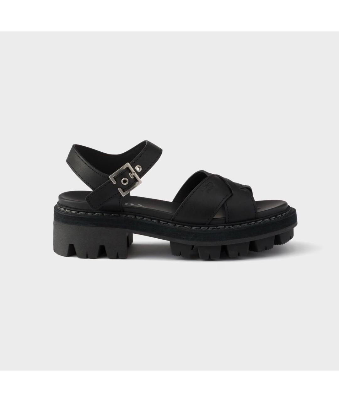 PRADA Черные кожаные сандалии, фото 4