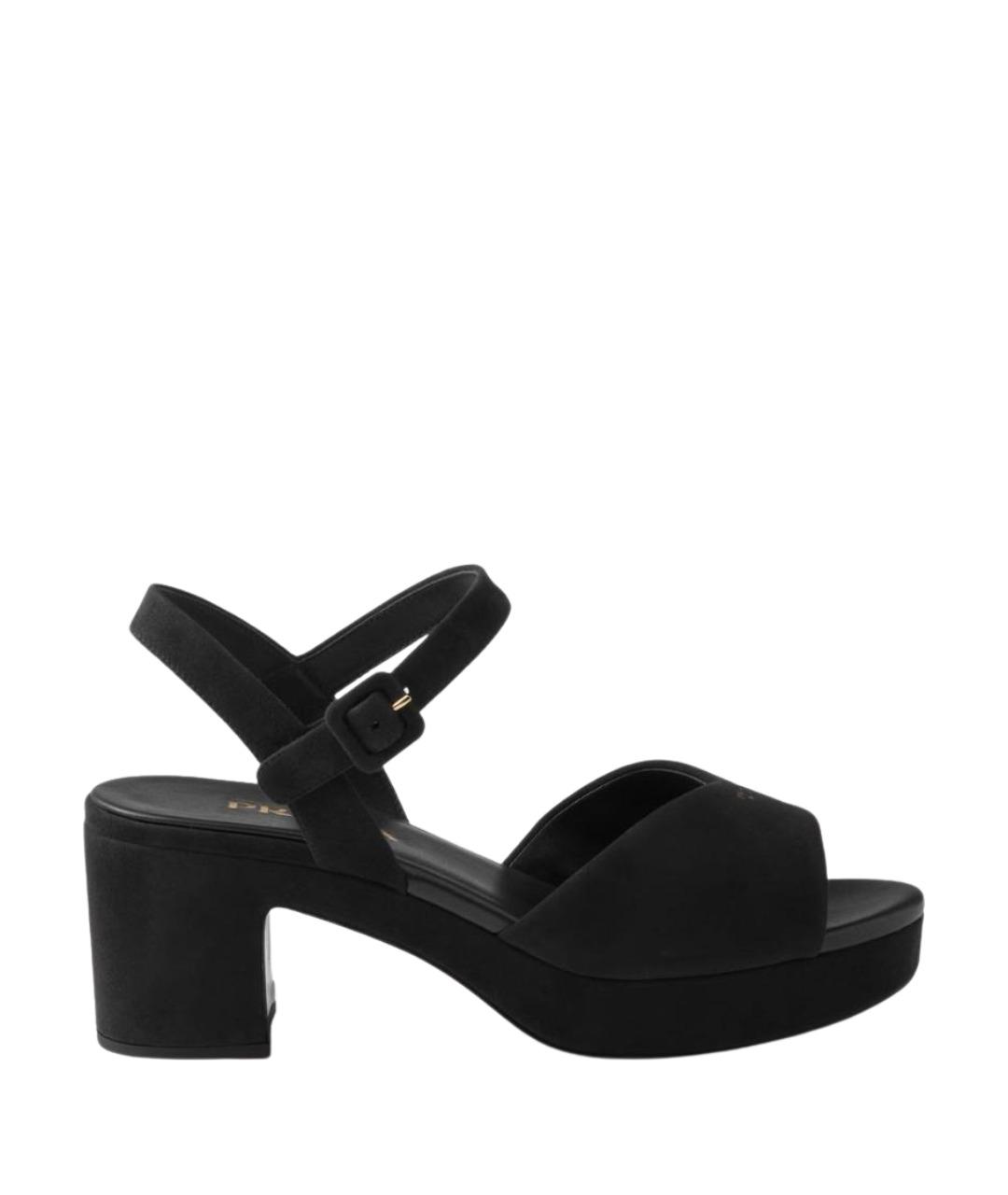 PRADA Черные замшевые босоножки, фото 1