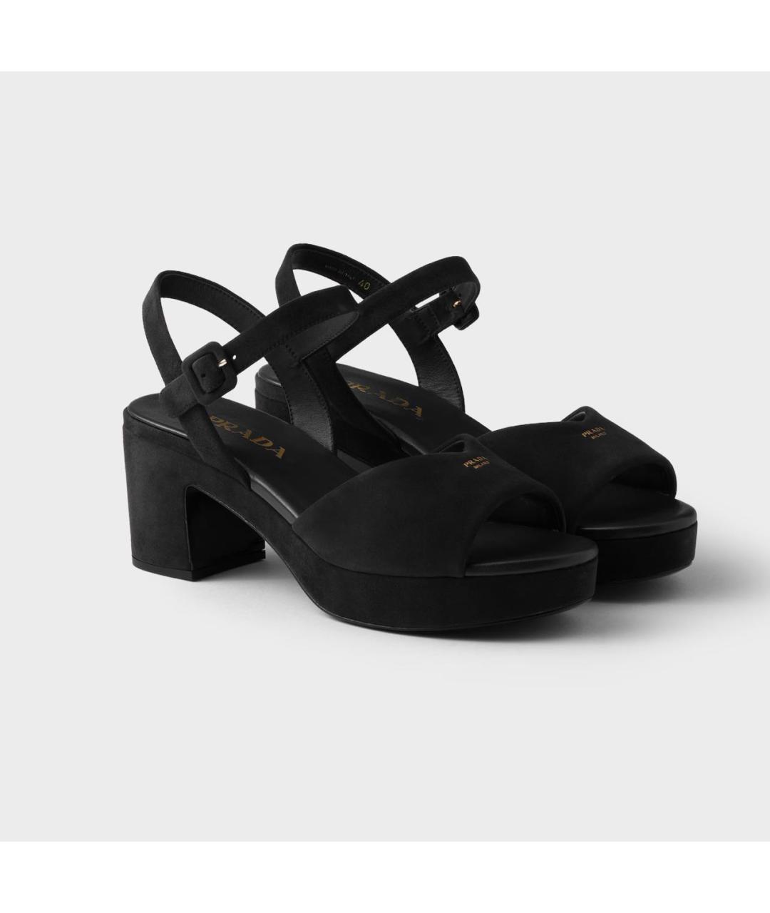 PRADA Черные замшевые босоножки, фото 2