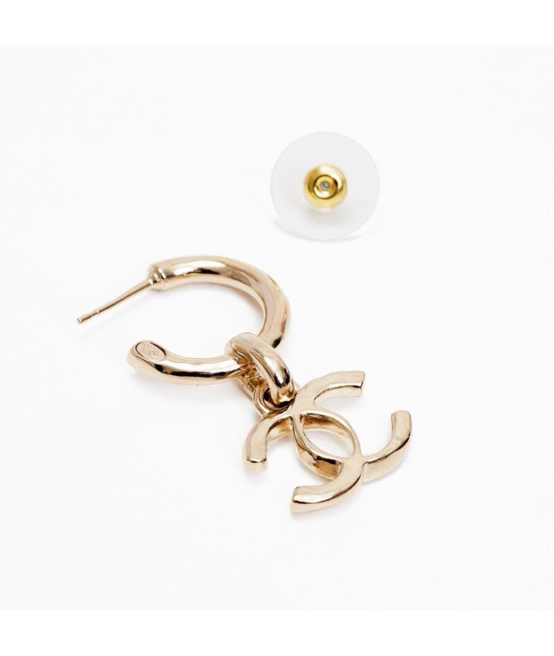 CHANEL Золотые металлические серьги, фото 2