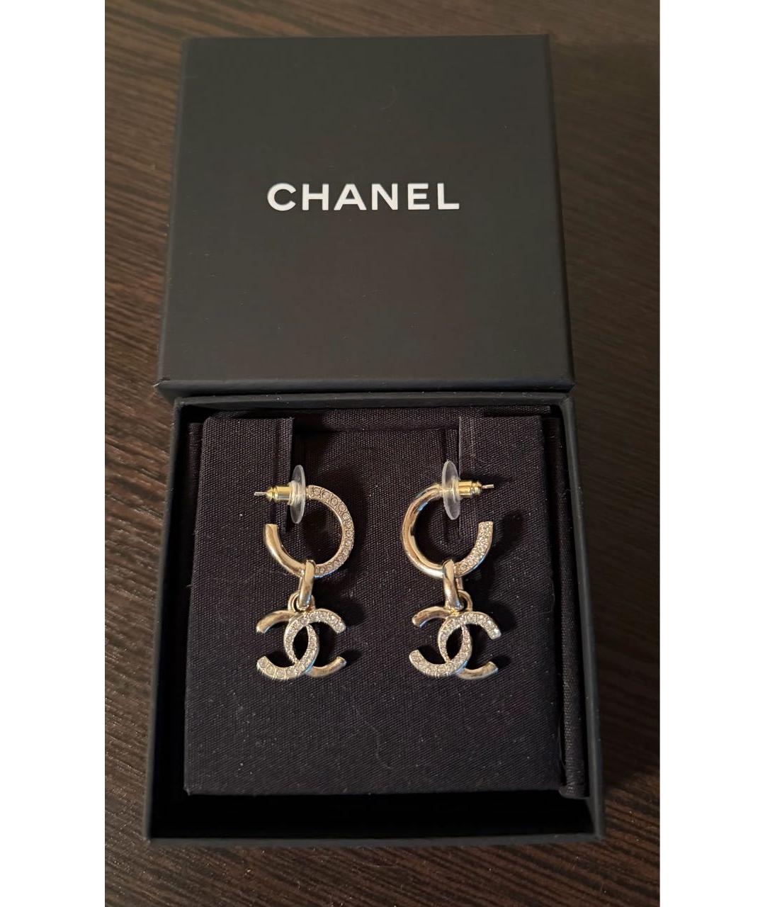 CHANEL Золотые металлические серьги, фото 5