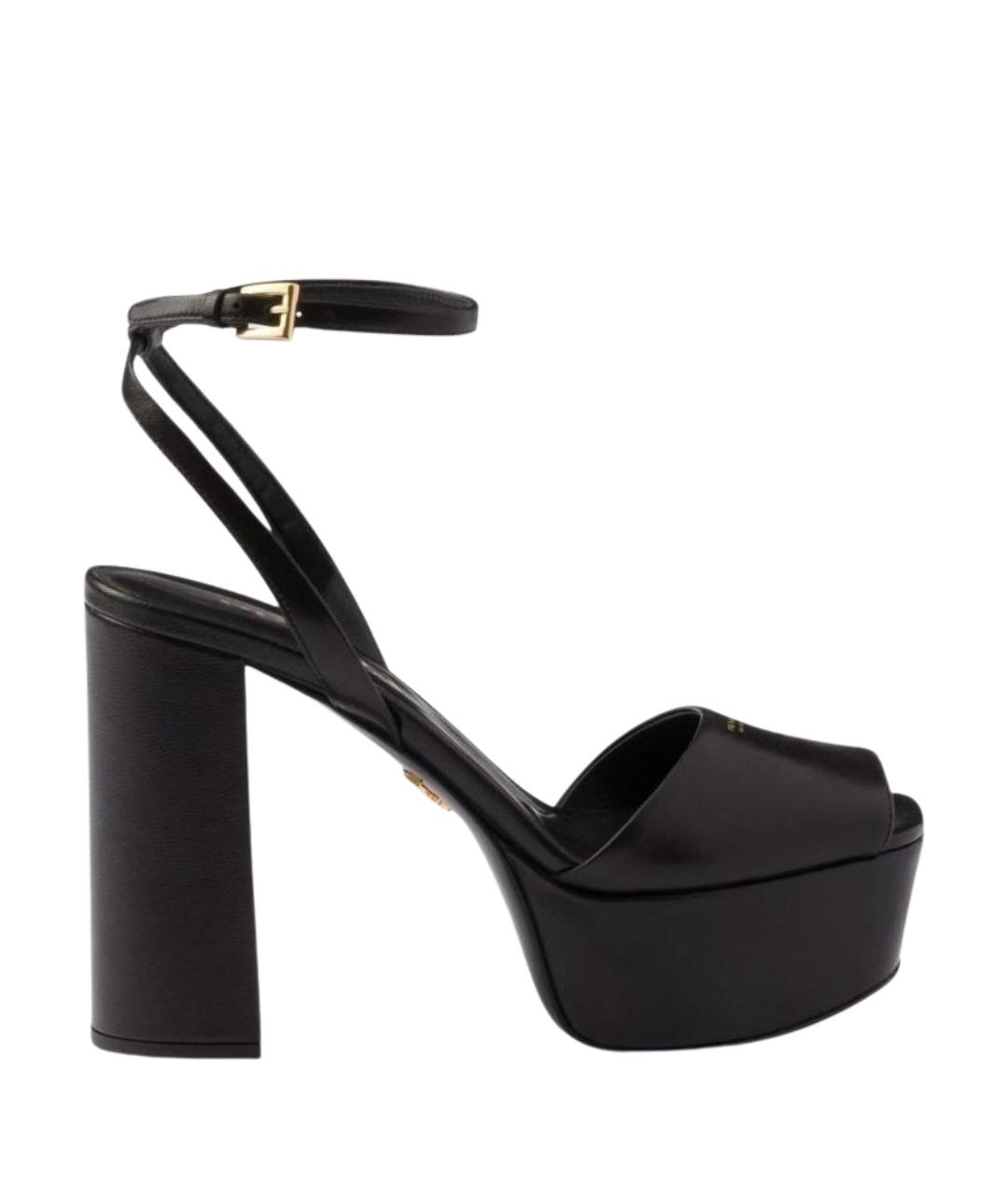 PRADA Черные кожаные босоножки, фото 1