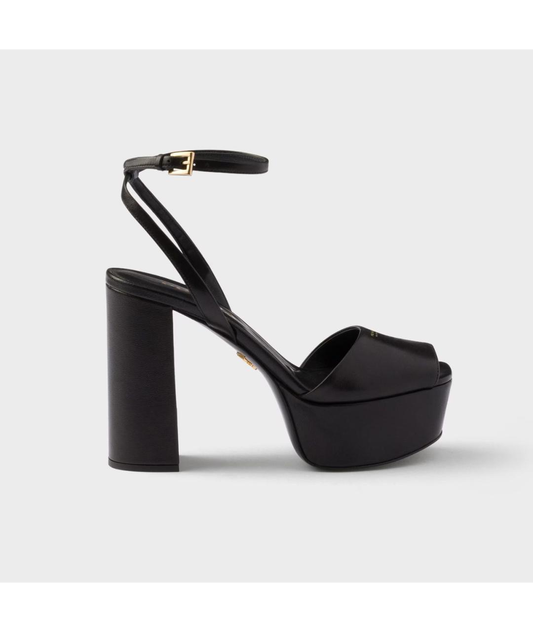 PRADA Черные кожаные босоножки, фото 4