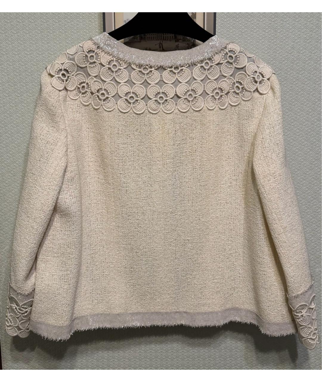 CHANEL Белый твидовый жакет/пиджак, фото 2