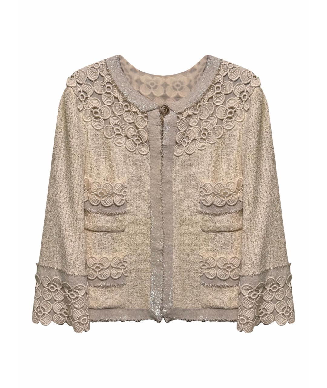 CHANEL Белый твидовый жакет/пиджак, фото 1