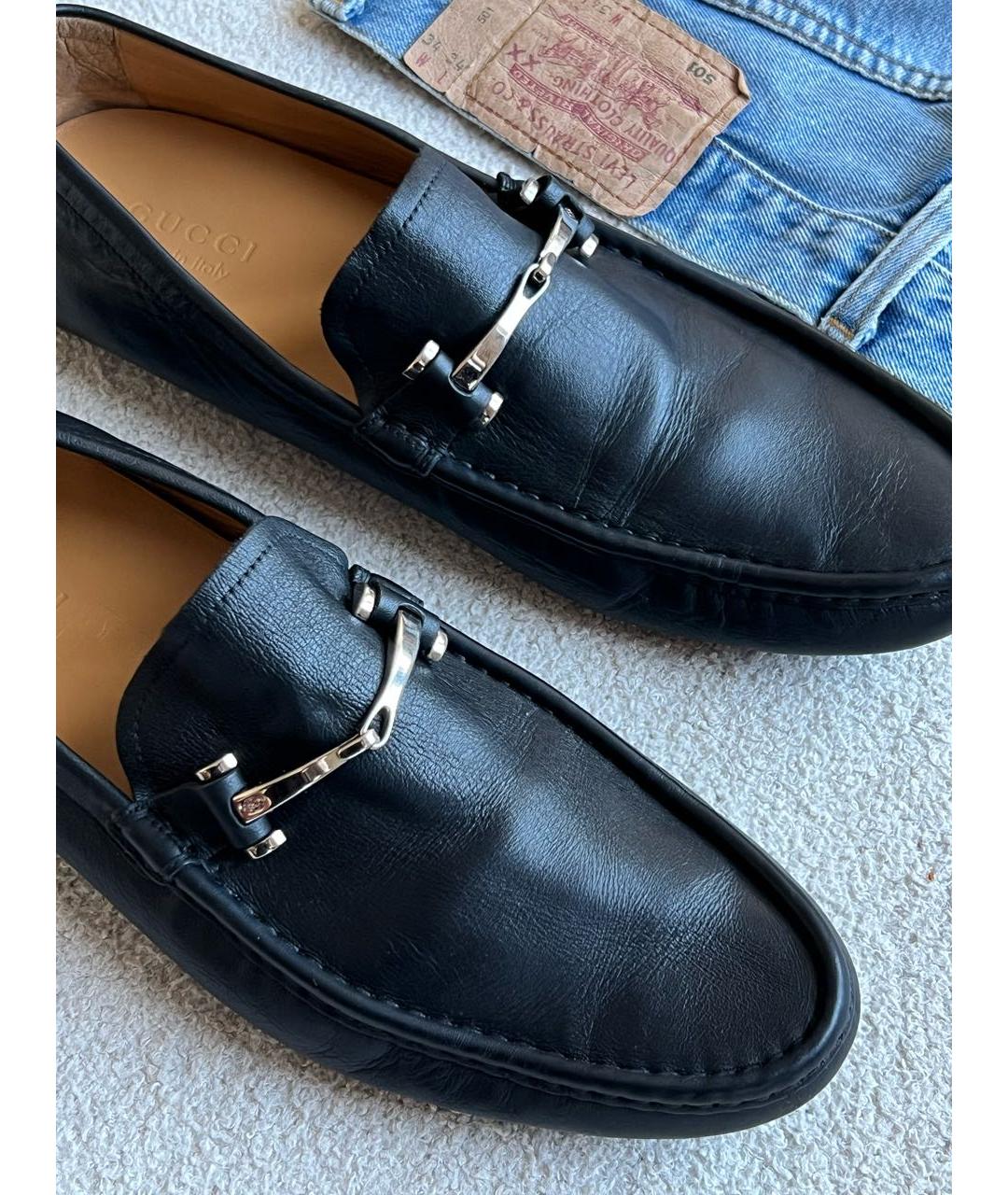 GUCCI Черные кожаные мокасины, фото 2