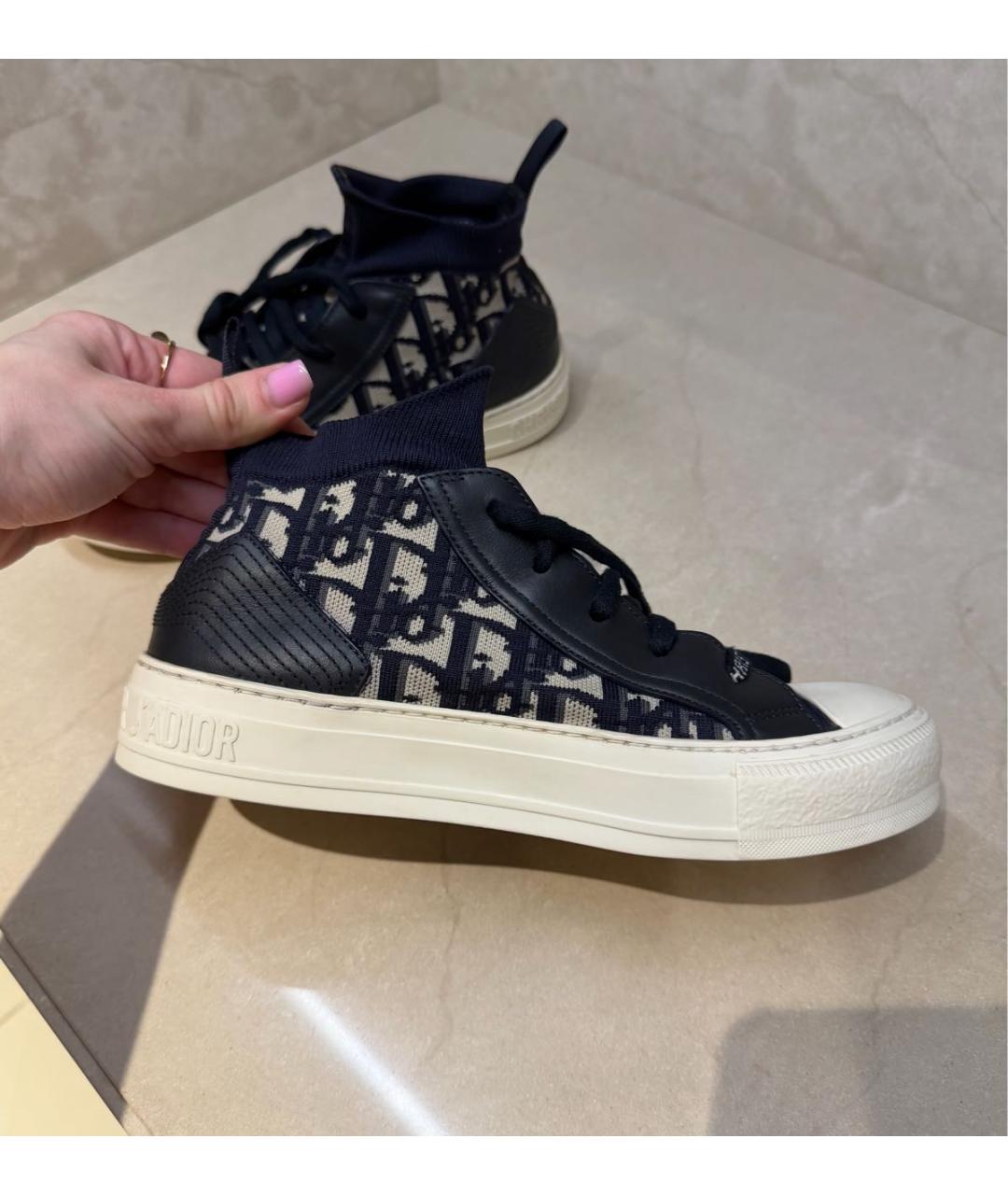 CHRISTIAN DIOR Темно-синие текстильные кеды, фото 4