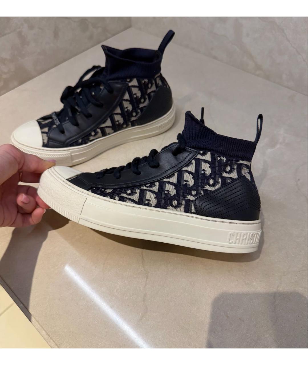 CHRISTIAN DIOR Темно-синие текстильные кеды, фото 3