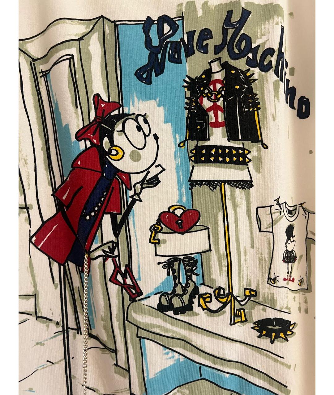 LOVE MOSCHINO Белая хлопко-эластановая футболка, фото 4