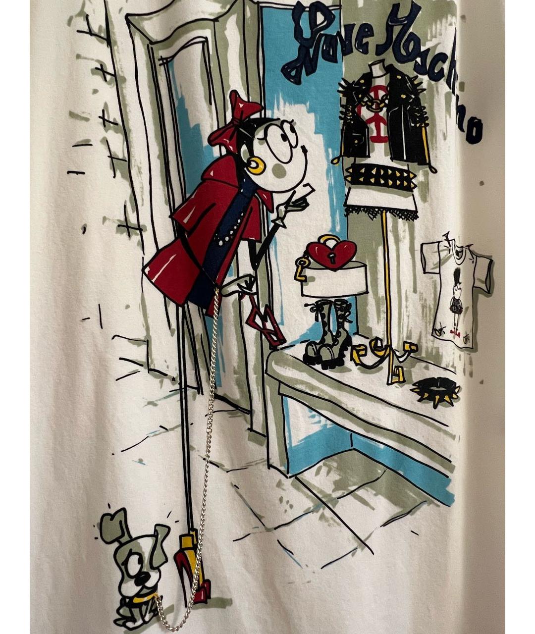 LOVE MOSCHINO Белая хлопко-эластановая футболка, фото 5